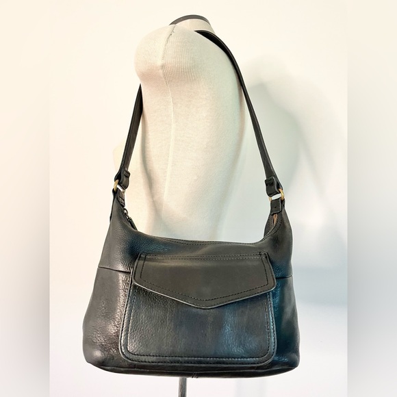 Fossil Handbags - Fossil Black Leather Shoulder Bag Vintage Style 75082